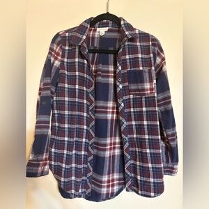 Full Tilt maroon/navy plaid flannel size medium